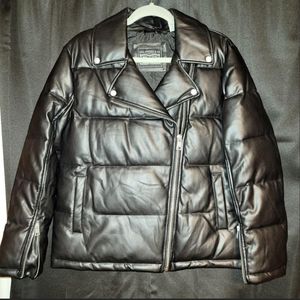 Levi faux leather biker puffer jacket